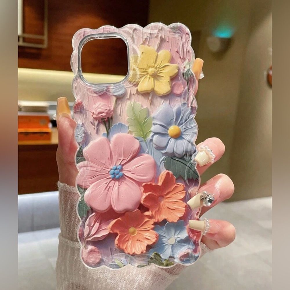 Floral Embossed Phone Case for iPhone 16